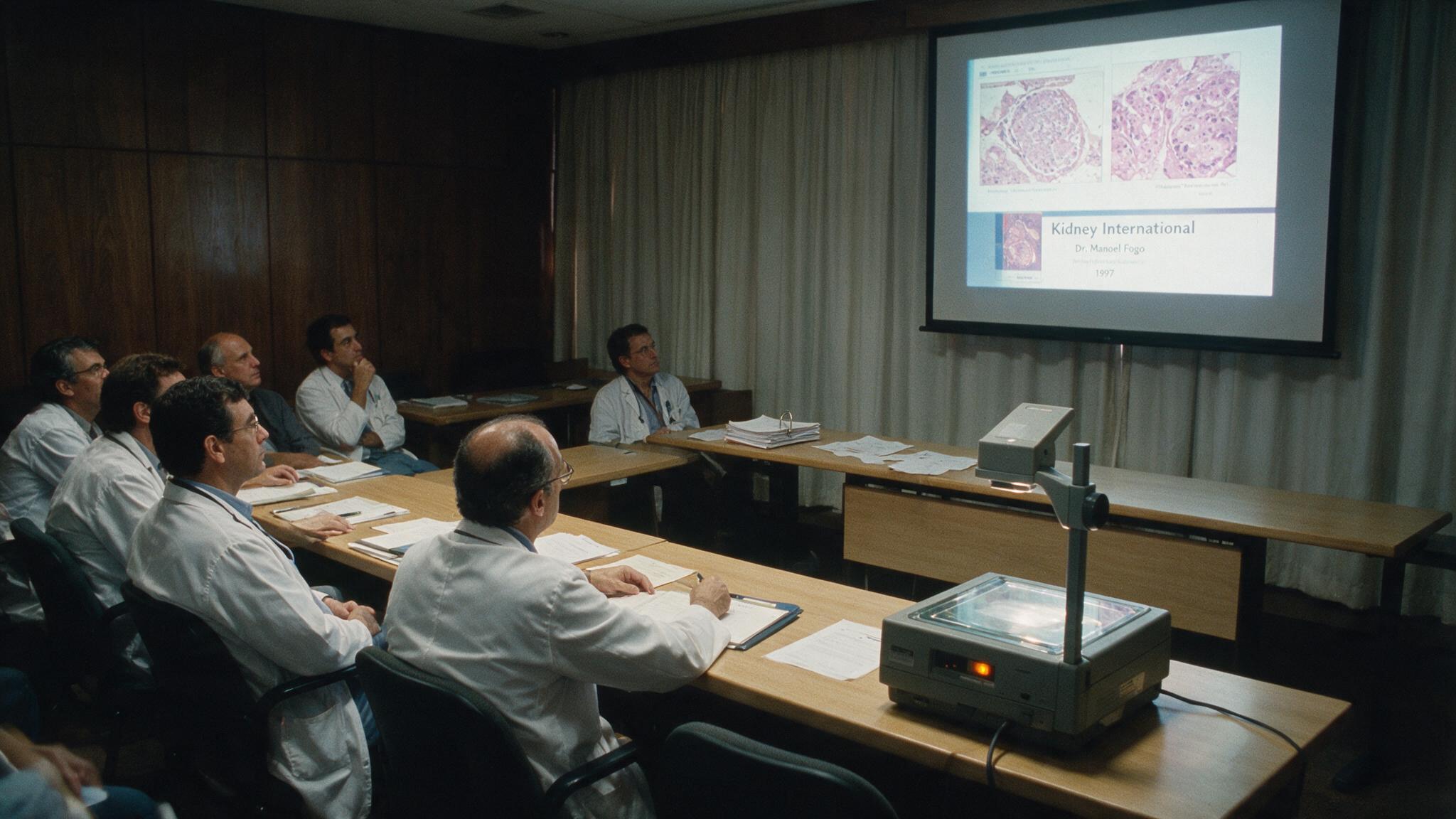 Illustration of a medical education course lecture hall.