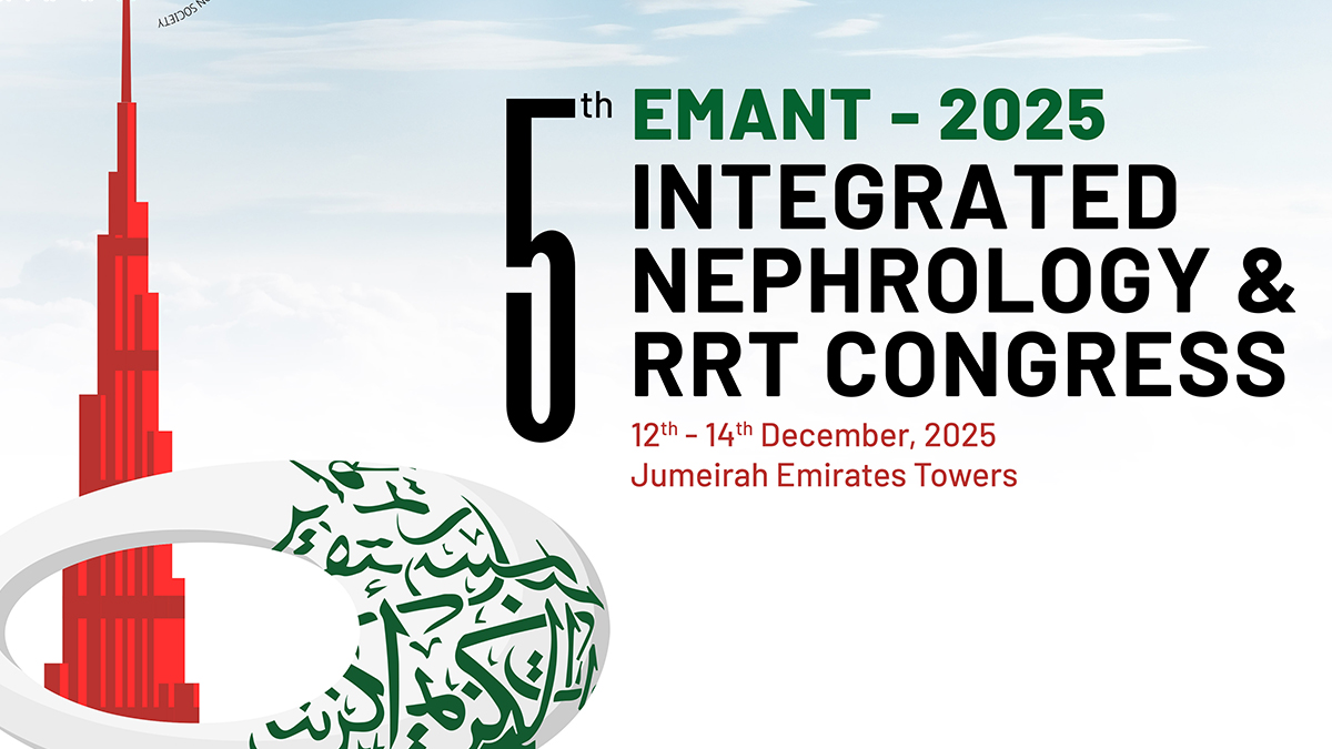 5th EMANT Integrated Nephrology & RRT Congress 2025, 12 to 14 December 2025, Jumeirah Emirates Towers, Dubai: EMANT congress key visual